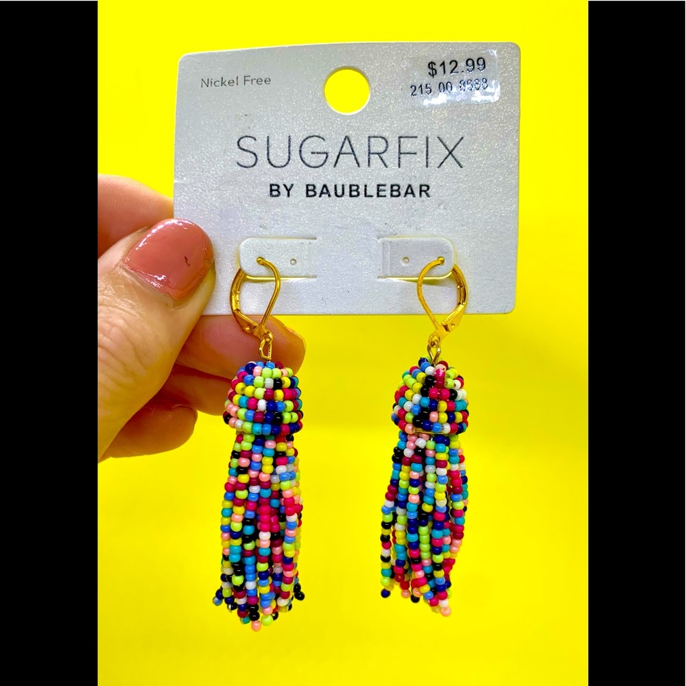 Baublebar Sugar Fix Multicolored Beaded Tassel Earrings NWT